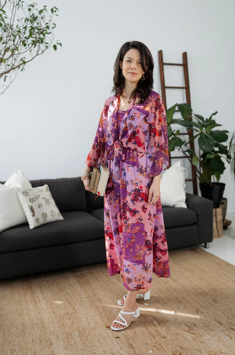 Floral Collage Printed Kimono Top