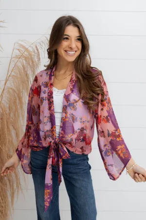 Floral Collage Printed Kimono Top