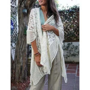 Floral Lace Textured Kimono