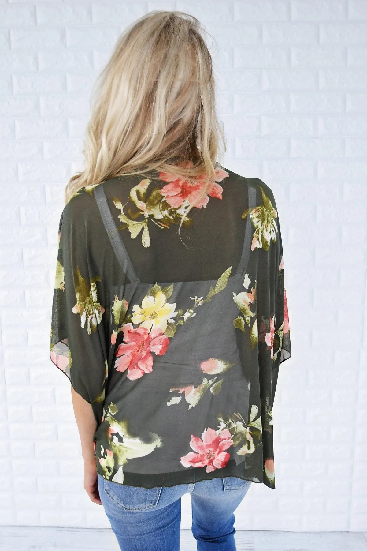 Floral Olive Kimono