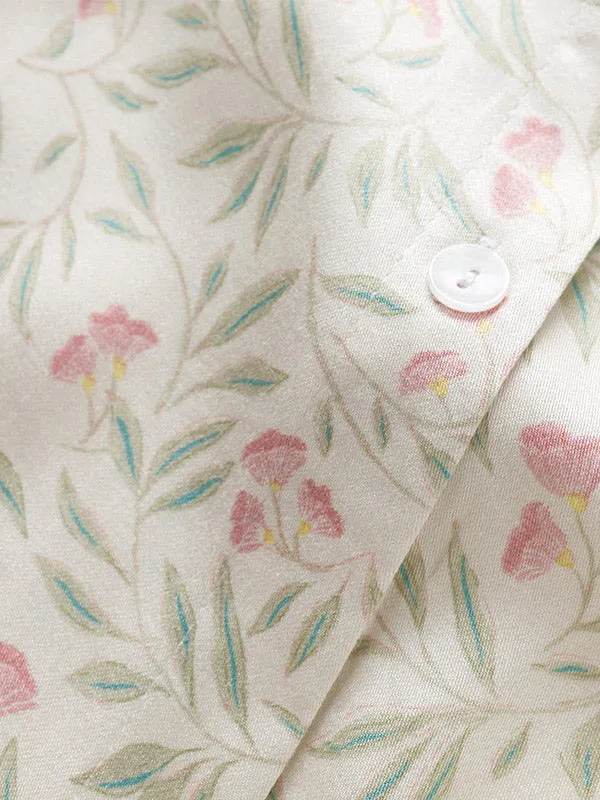 Floral Print Notched Collar Sleepwear Set