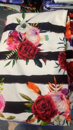 Floral Stripe - Cotton Lycra