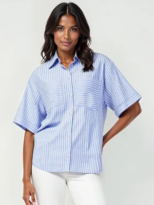 Flowy Patch Pocket Stripe Shirt