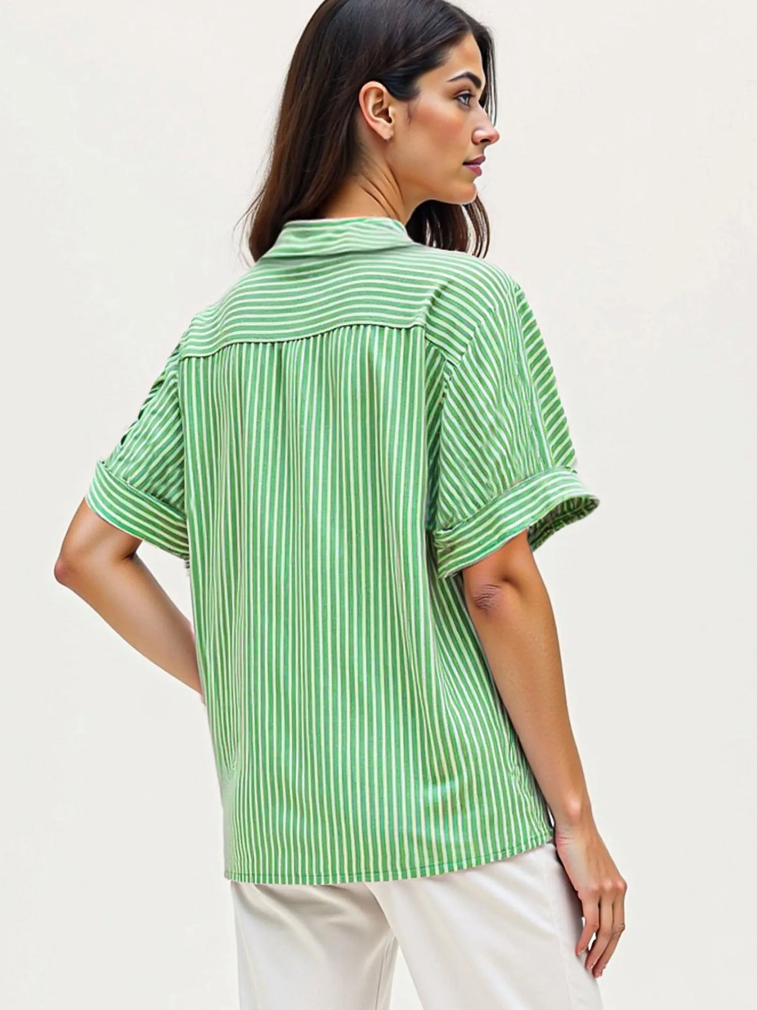 Flowy Patch Pocket Stripe Shirt