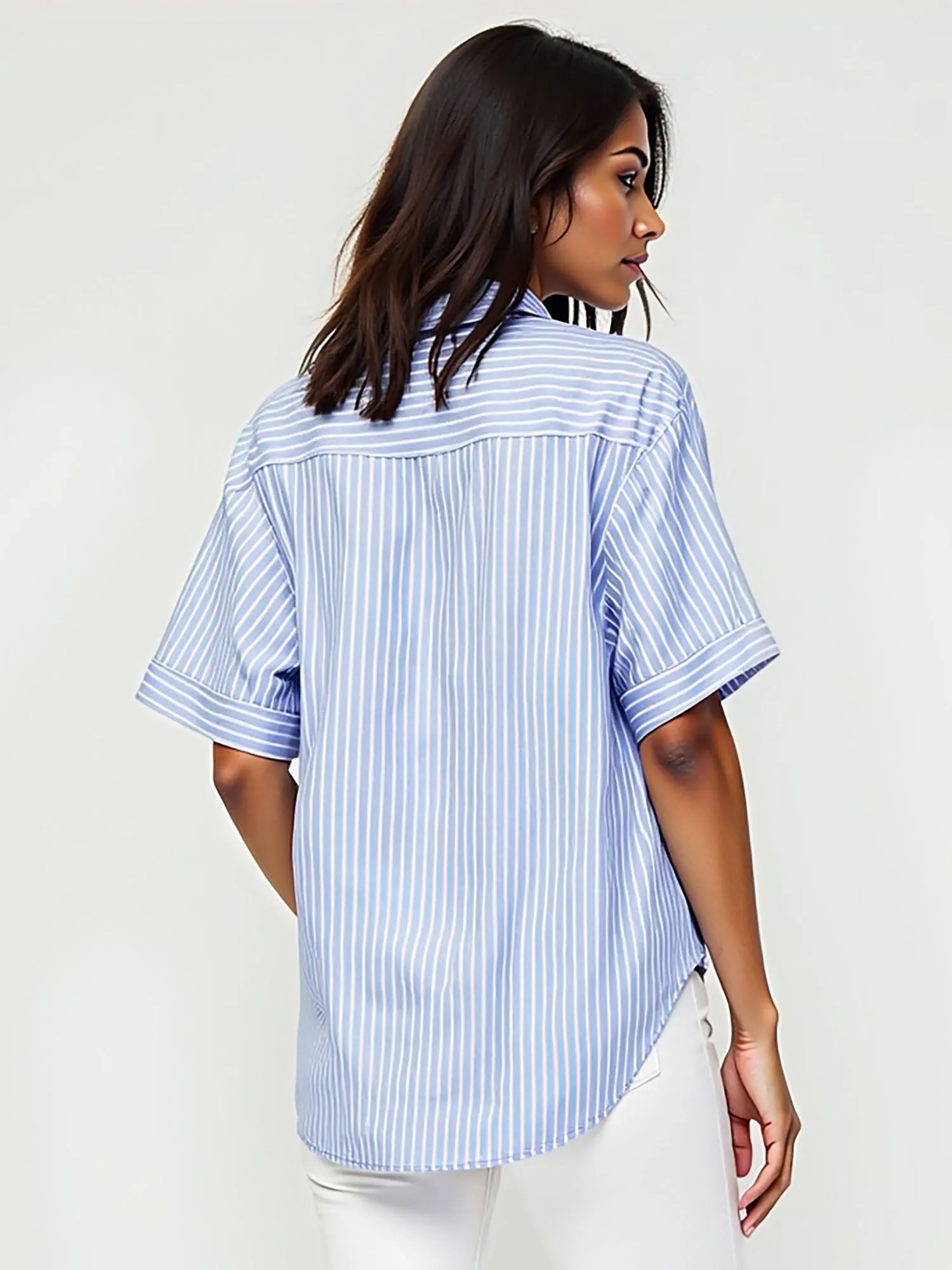 Flowy Patch Pocket Stripe Shirt