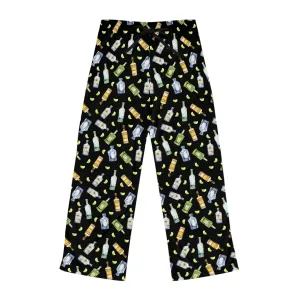 Funny Pajamas for Women - Festive Partying Drinking Tequila Bottle Pattern (Black)