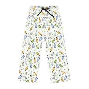 Funny Pajamas for Women - Festive Partying Drinking Tequila Bottle Pattern (White)