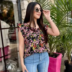 Garden Day Floral Printed Flowy Top