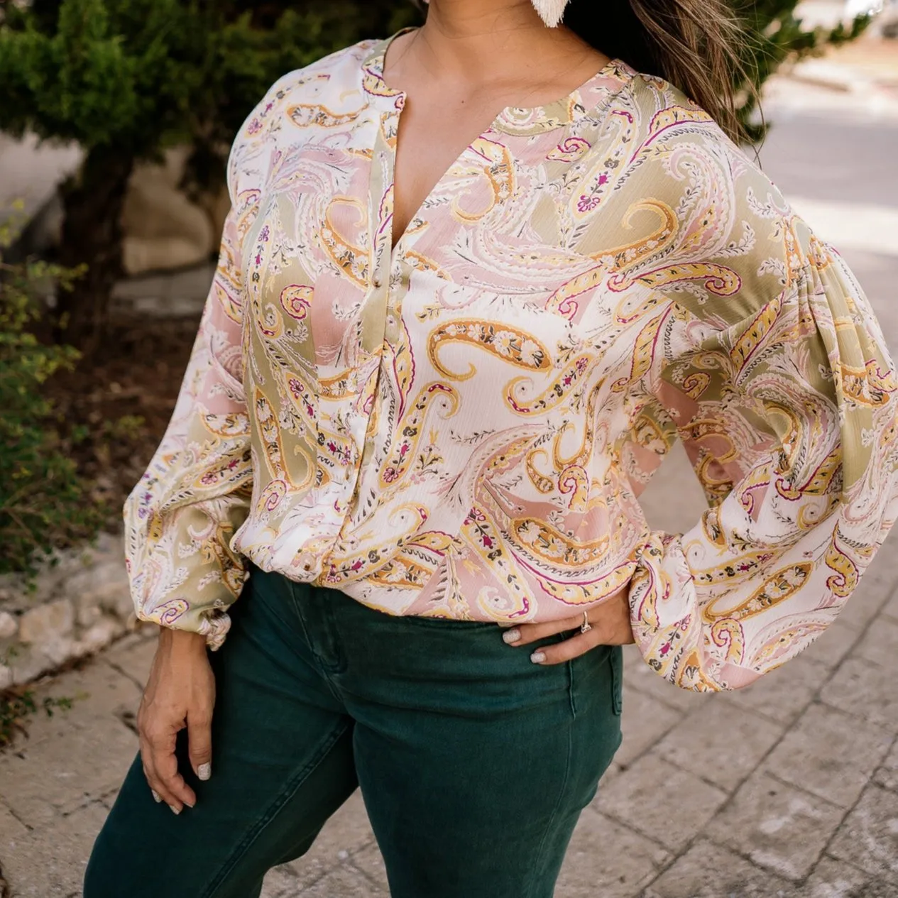 Gift of Living Paisley Pastel Button Up Blouse- FINAL SALE