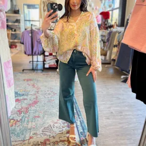 Gift of Living Paisley Pastel Button Up Blouse- FINAL SALE