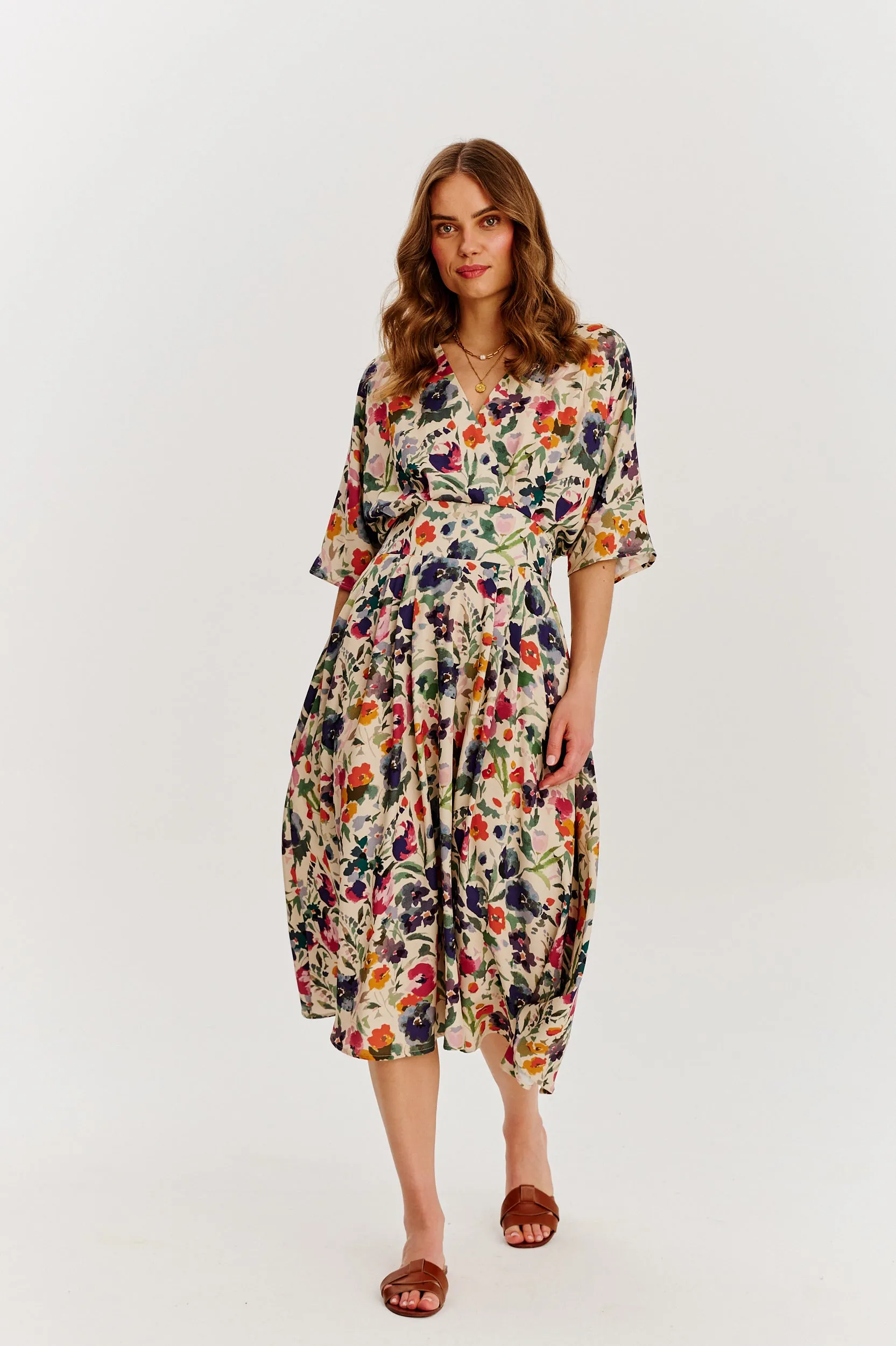 Golden Meadow midi dress