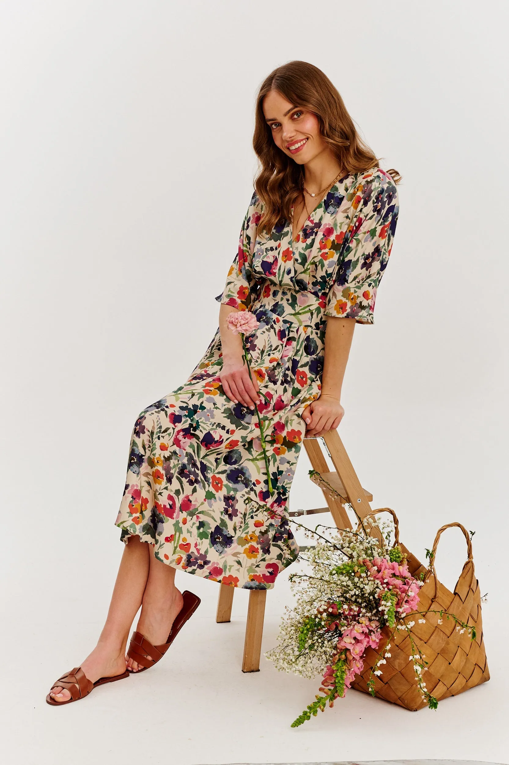 Golden Meadow midi dress