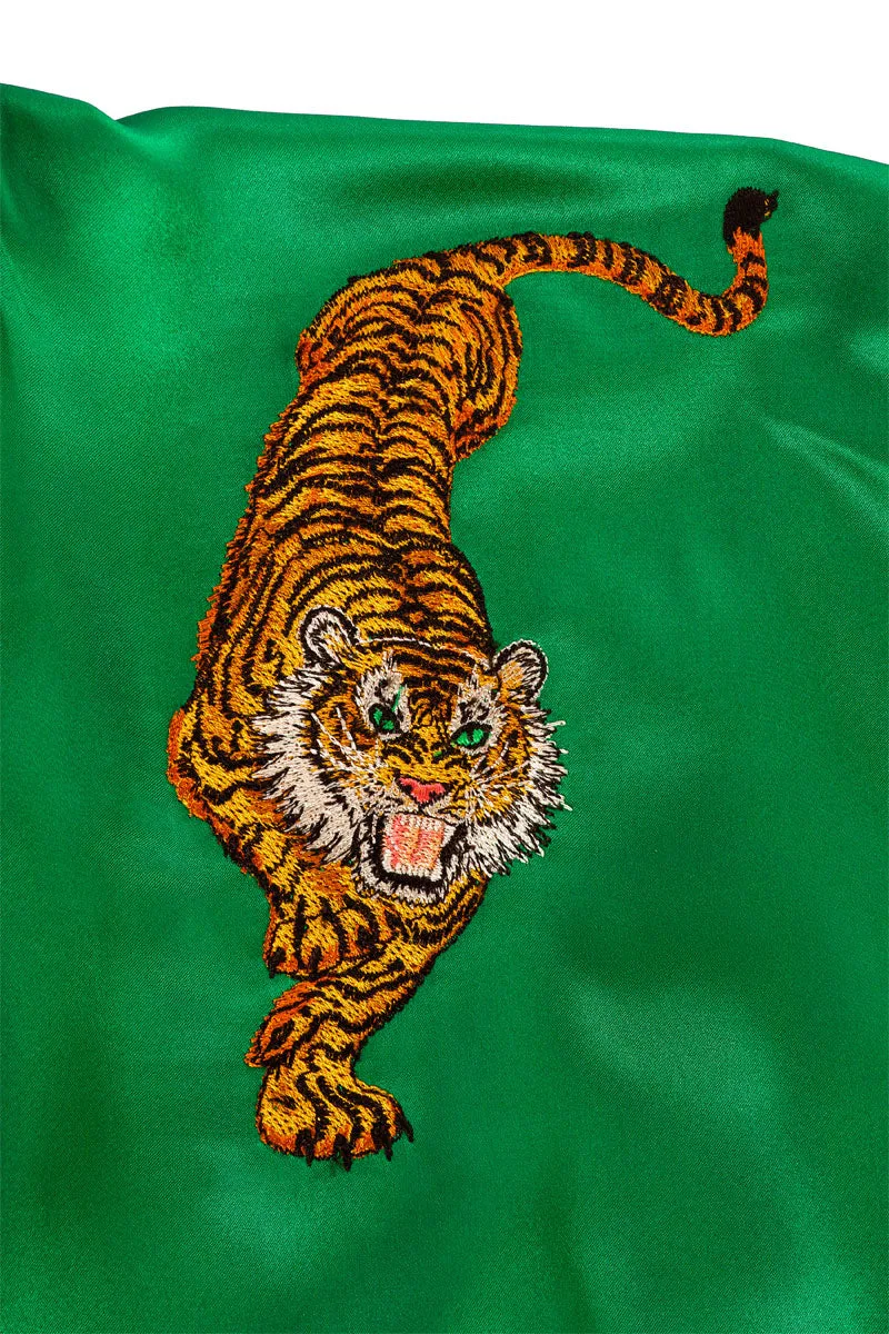Green Pure Silk Front embroidery Urban Kimono