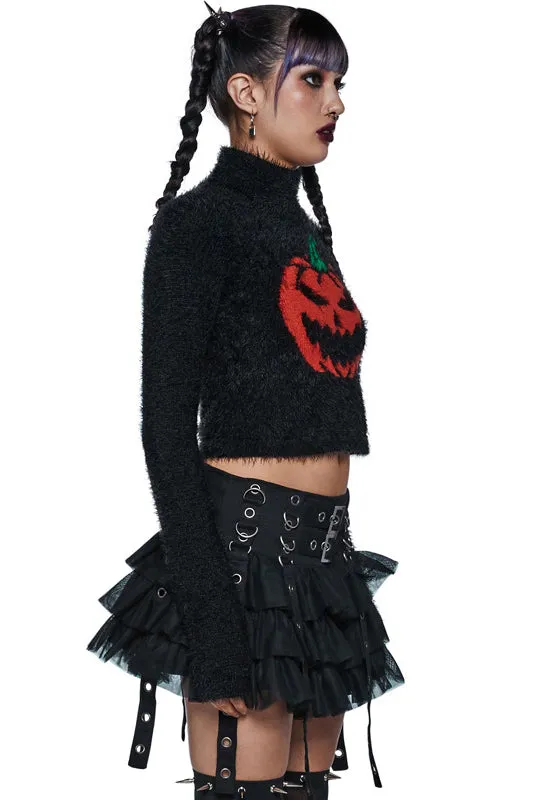 HalloweenHalloween Pumpkin Plush Cropped Sweater Pumpkin Plush Cropped Sweater