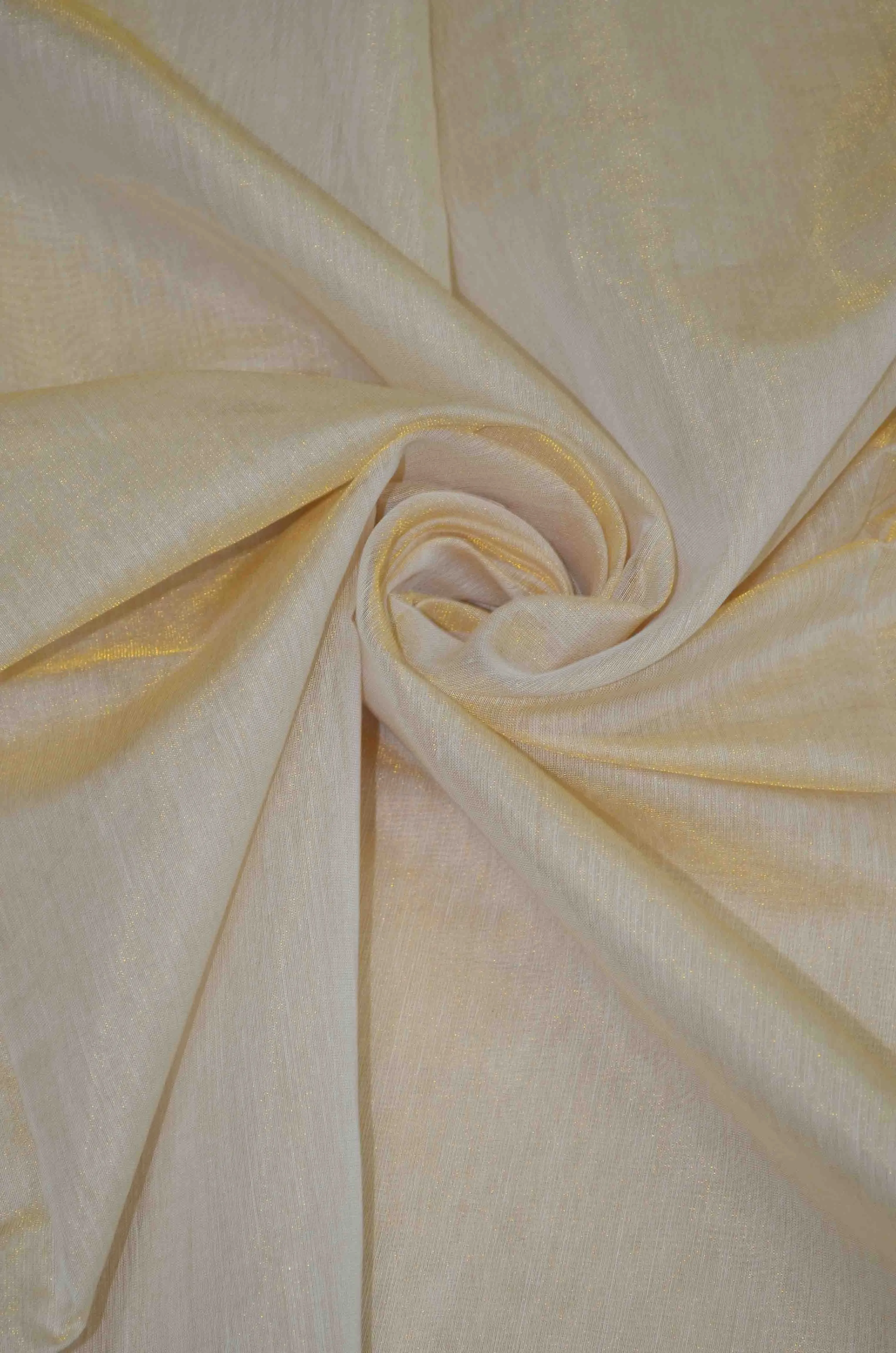 Handloom Pure Silk Chanderi Tissue Golden Zari Based Fabric