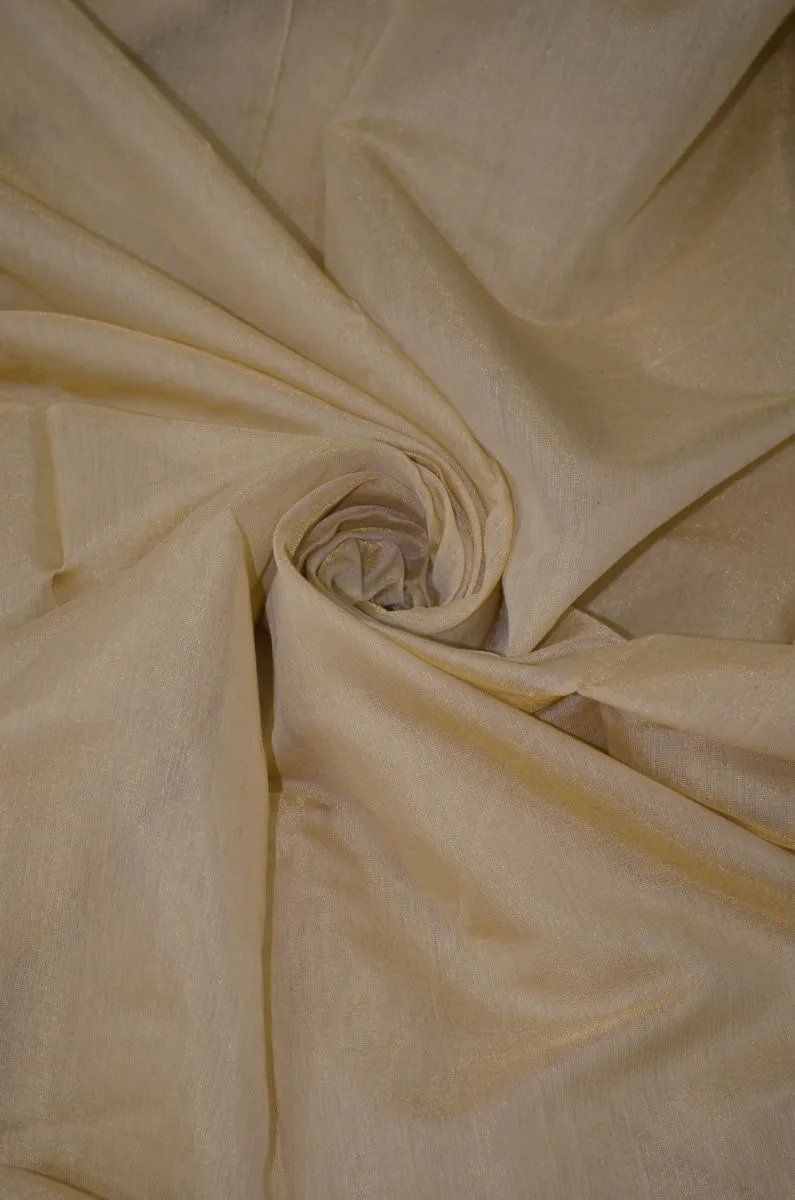 Handloom Pure Silk Chanderi Tissue Golden Zari Based Fabric