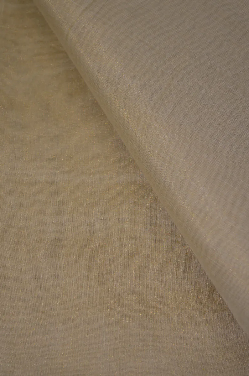 Handloom Pure Silk Chanderi Tissue Golden Zari Based Fabric