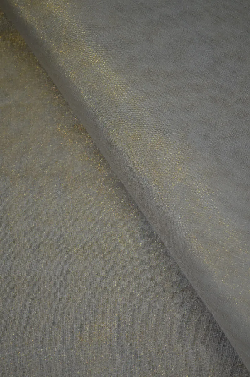 Handloom Pure Silk Chanderi Tissue Golden Zari Based Fabric