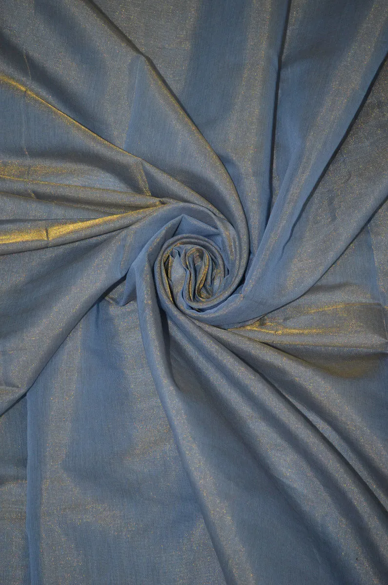 Handloom Pure Silk Chanderi Tissue Golden Zari Based Fabric