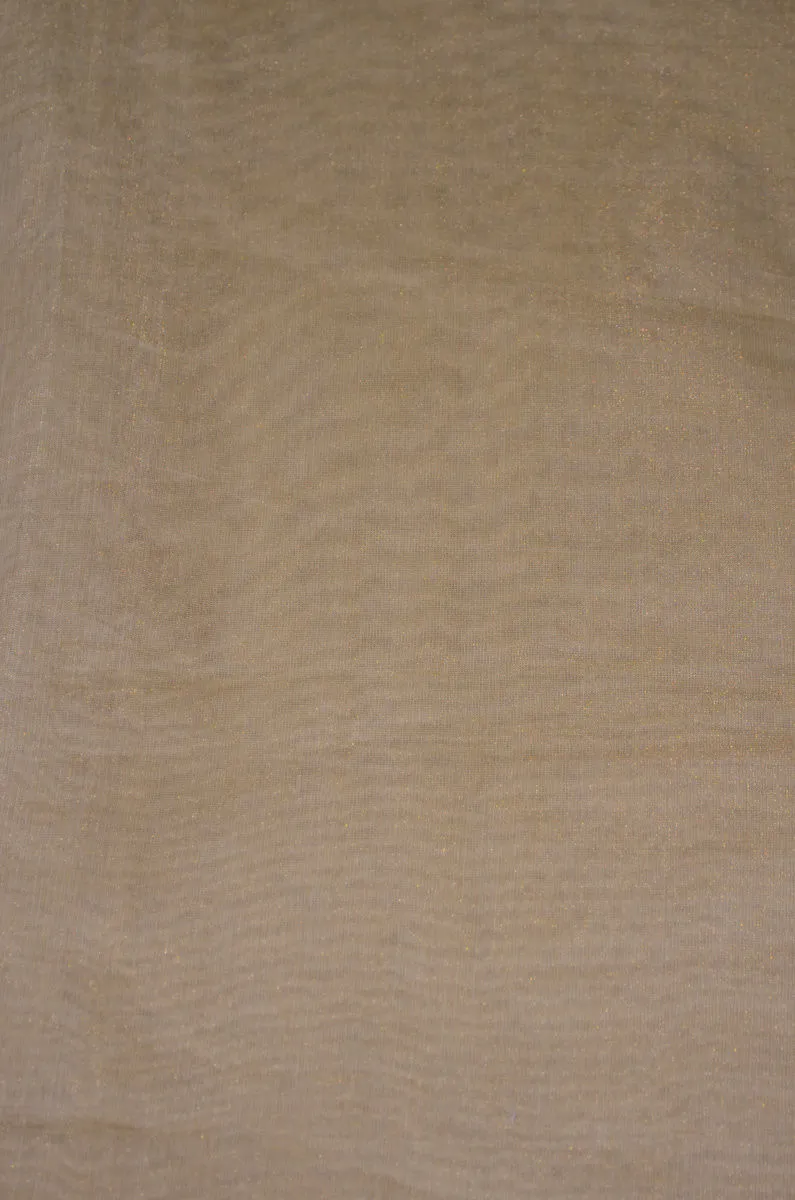 Handloom Pure Silk Chanderi Tissue Golden Zari Based Fabric