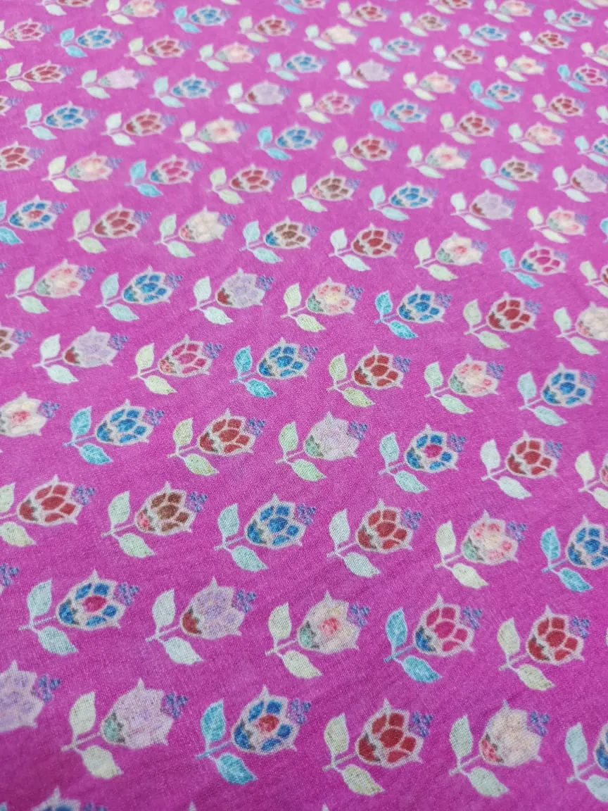 Handloom Pure Silk Soft Chanderi Digital Printed Fabric