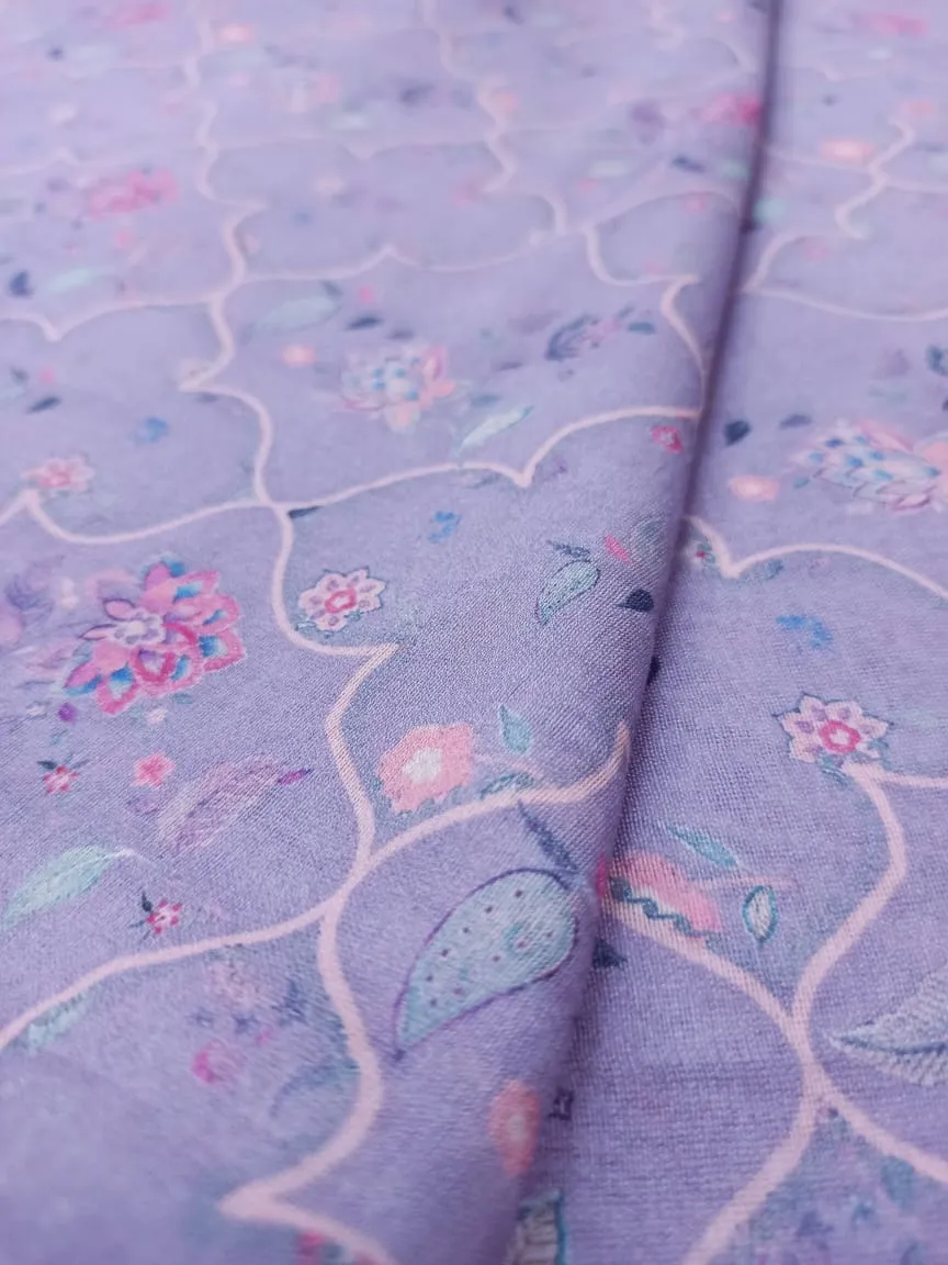 Handloom Pure Silk Soft Chanderi Digital Printed Fabric