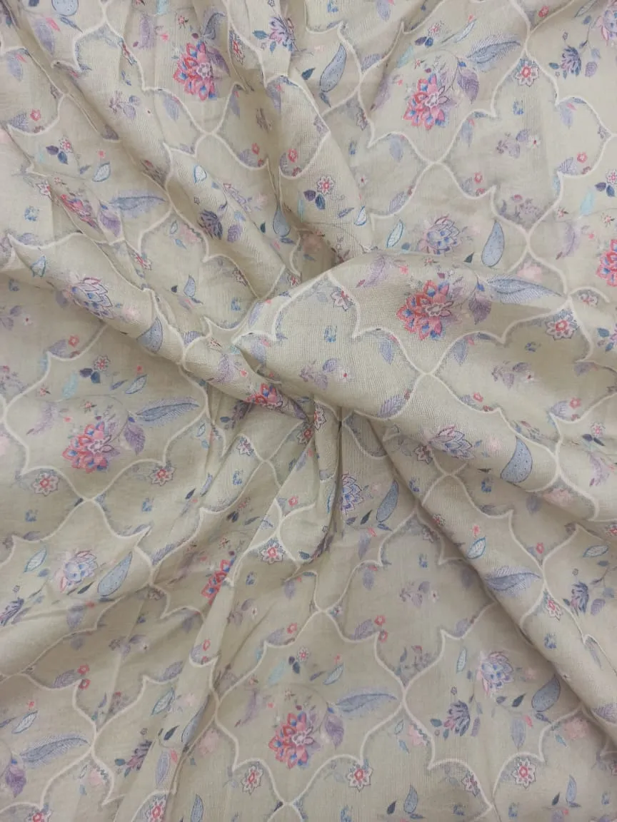 Handloom Pure Silk Soft Chanderi Digital Printed Fabric