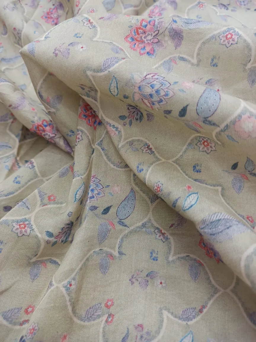 Handloom Pure Silk Soft Chanderi Digital Printed Fabric
