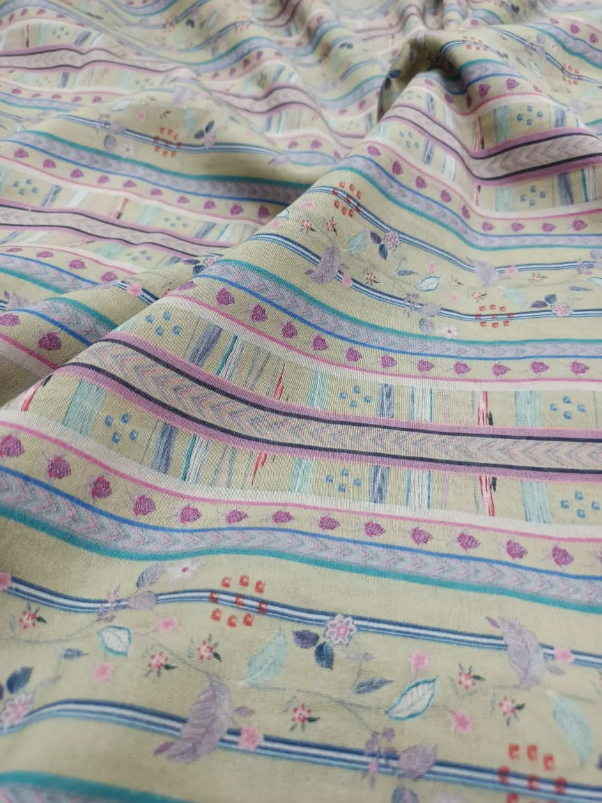 Handloom Pure Silk Soft Chanderi Digital Printed Fabric