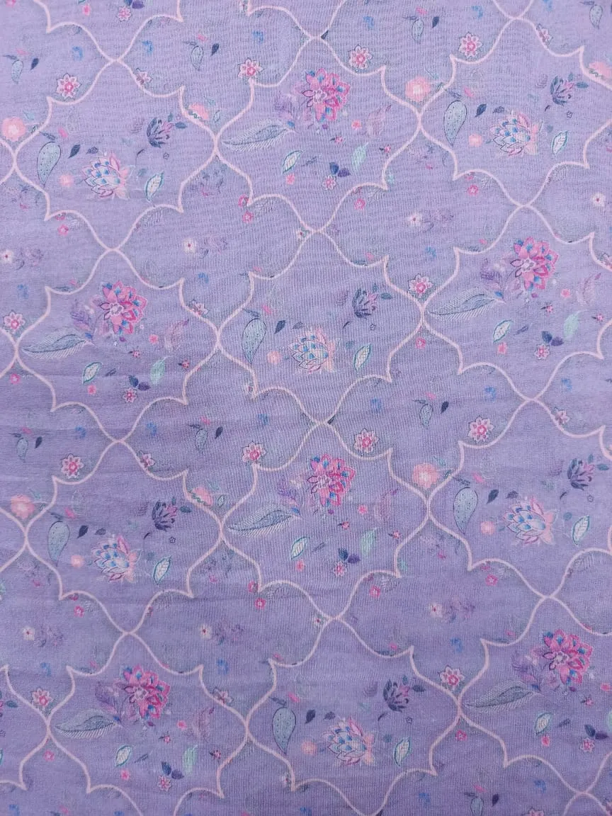 Handloom Pure Silk Soft Chanderi Digital Printed Fabric