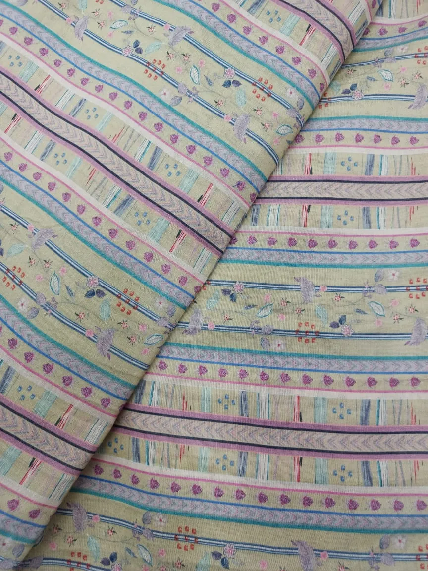 Handloom Pure Silk Soft Chanderi Digital Printed Fabric