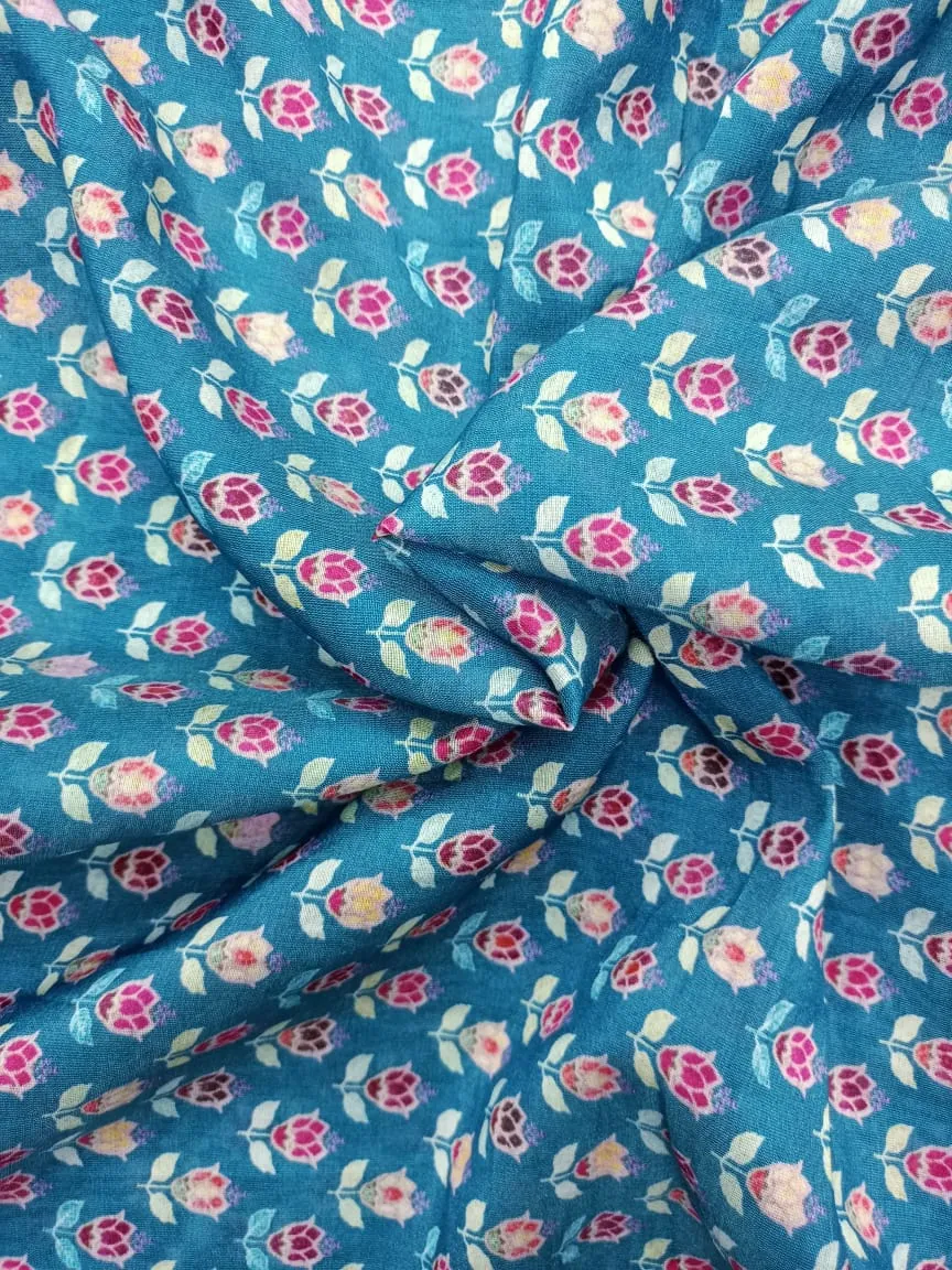 Handloom Pure Silk Soft Chanderi Digital Printed Fabric
