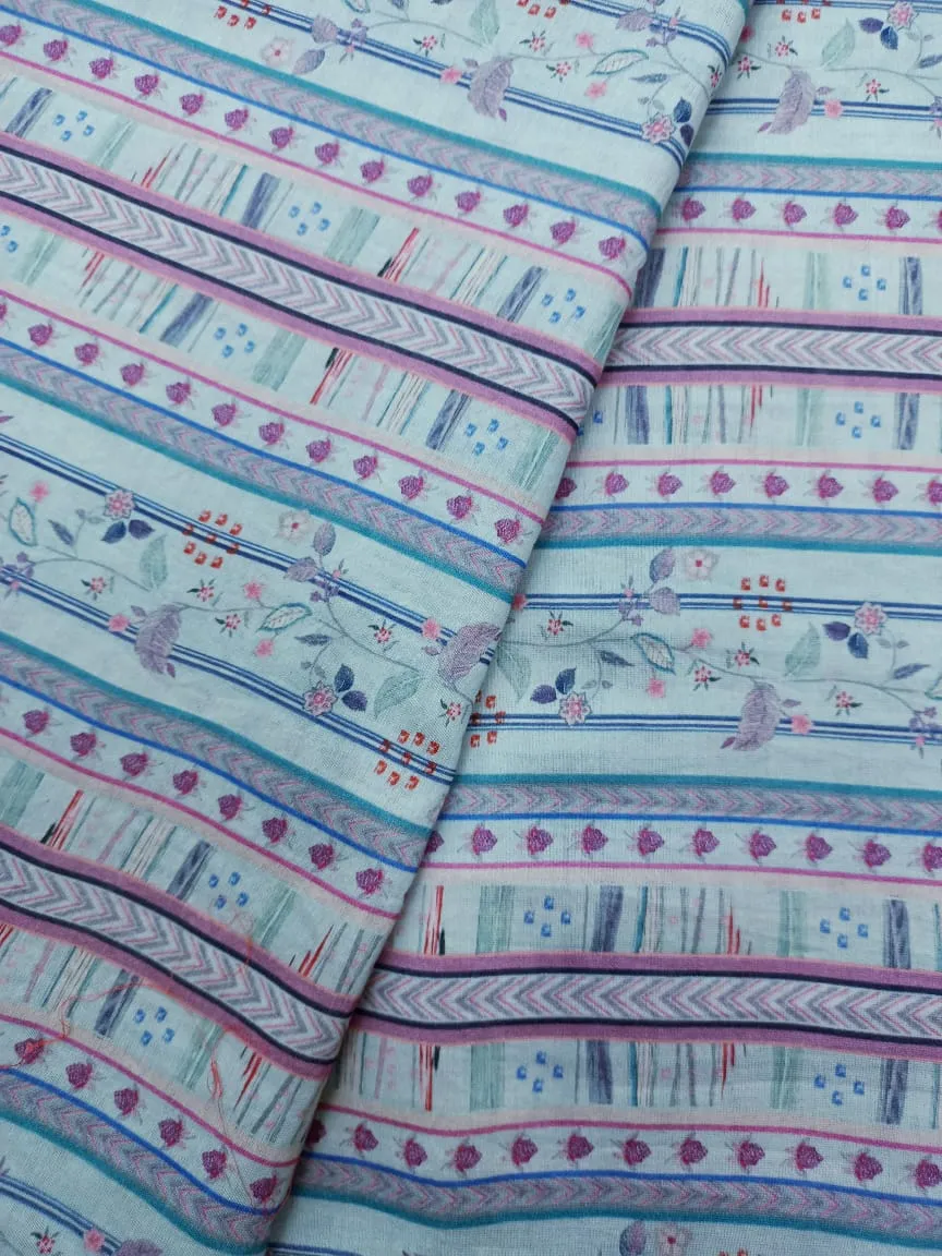 Handloom Pure Silk Soft Chanderi Digital Printed Fabric