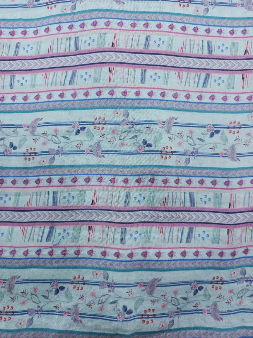 Handloom Pure Silk Soft Chanderi Digital Printed Fabric