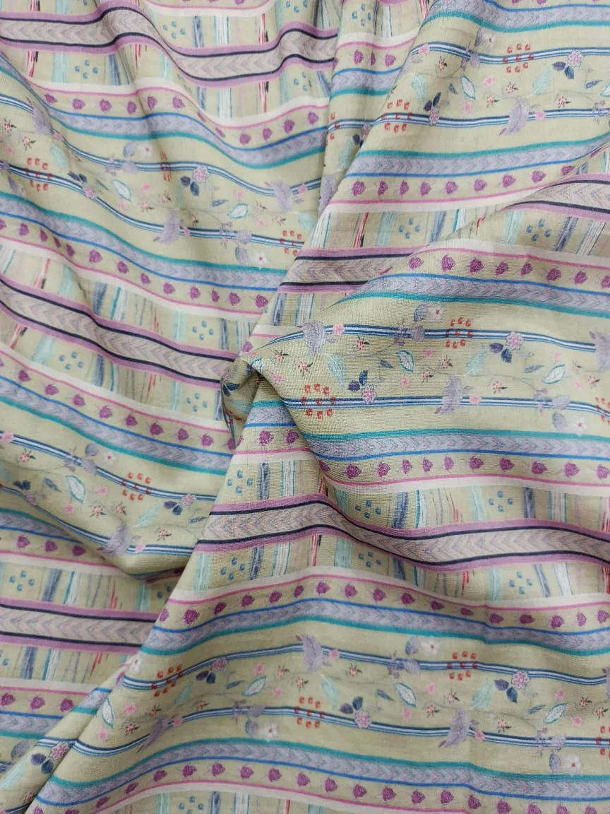 Handloom Pure Silk Soft Chanderi Digital Printed Fabric