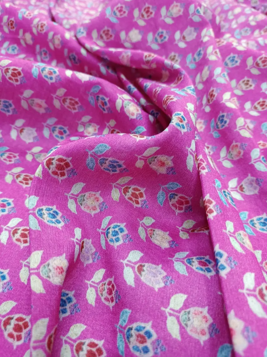 Handloom Pure Silk Soft Chanderi Digital Printed Fabric