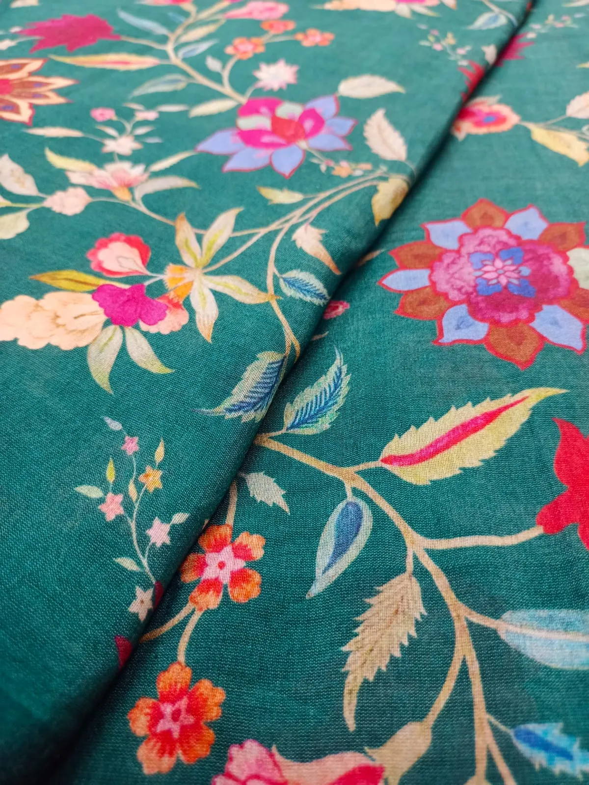 Handloom Pure Silk Soft Chanderi Digital Printed Fabric