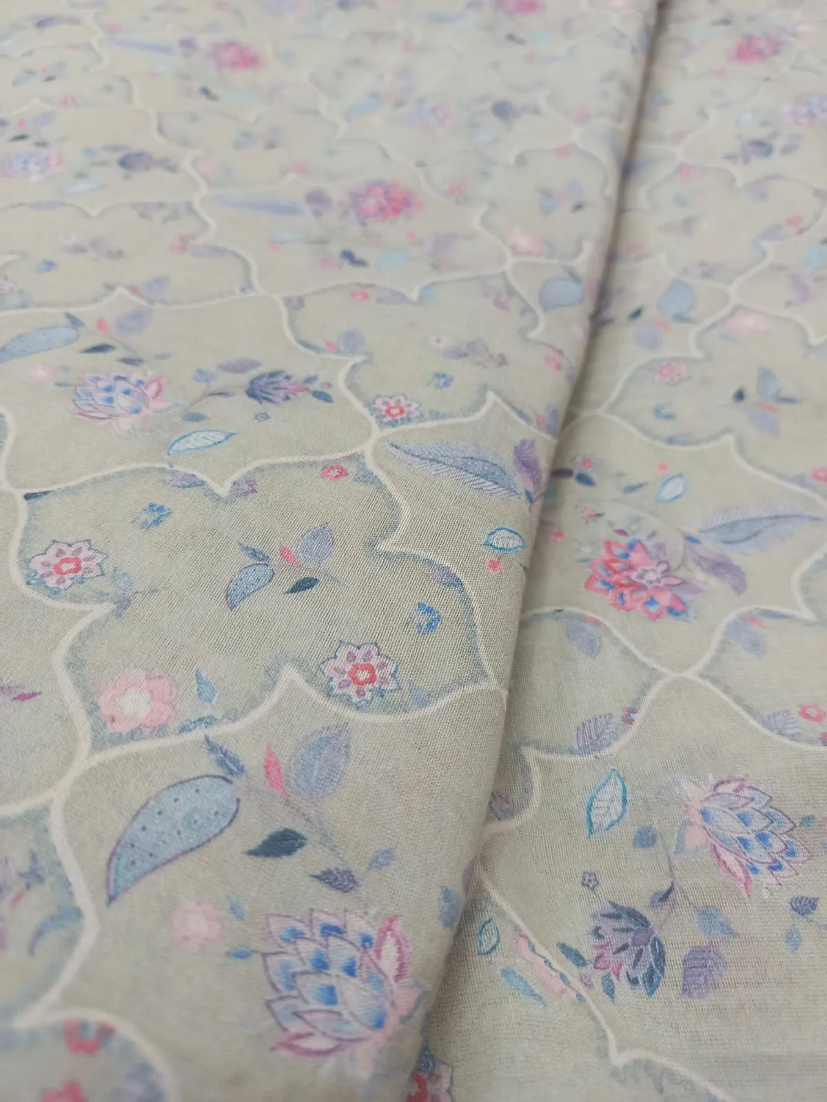 Handloom Pure Silk Soft Chanderi Digital Printed Fabric