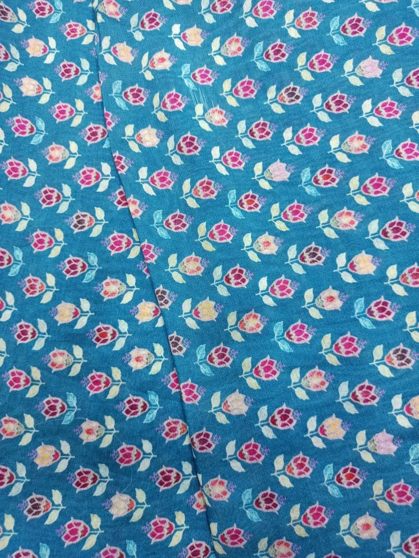 Handloom Pure Silk Soft Chanderi Digital Printed Fabric