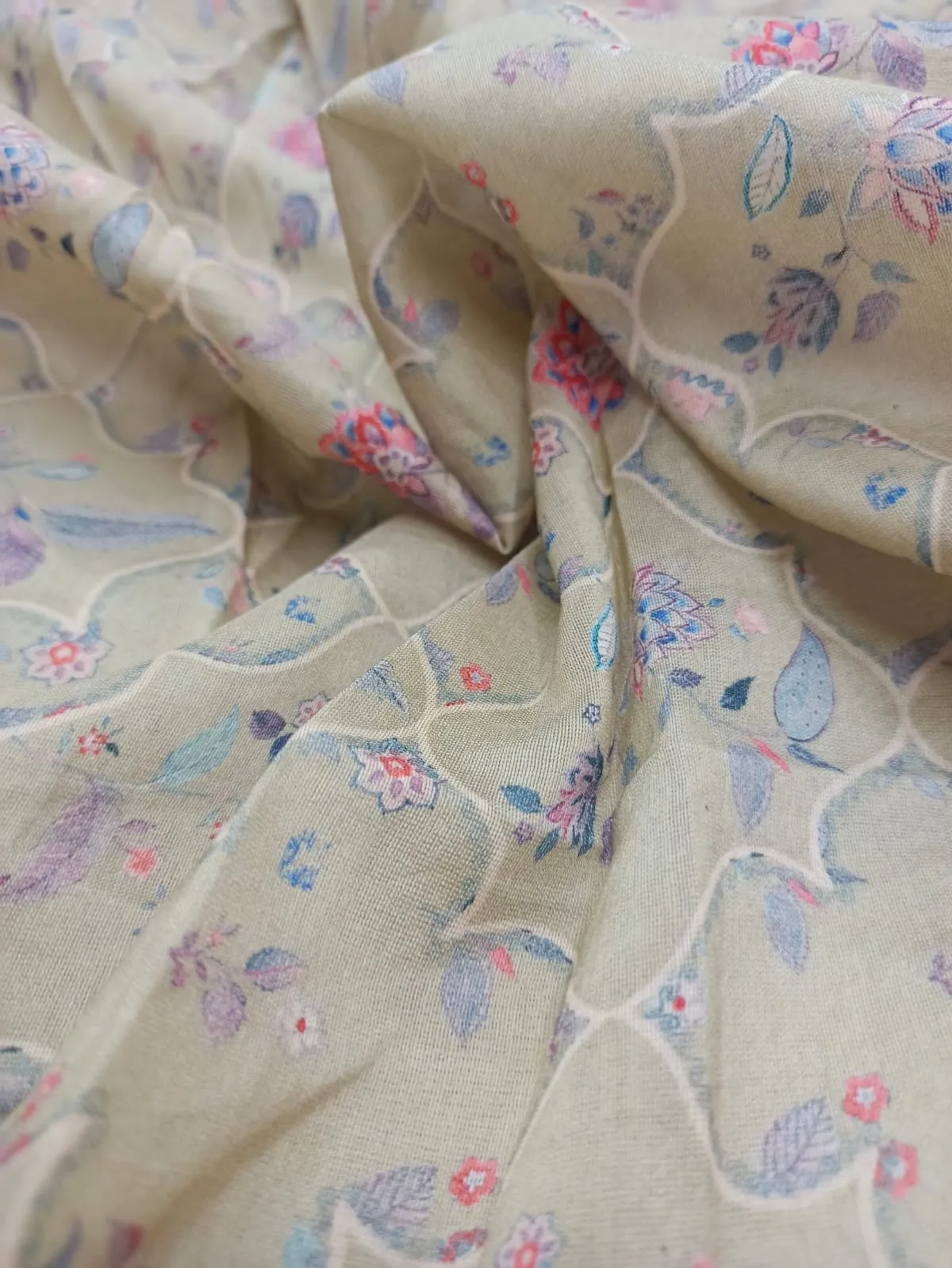 Handloom Pure Silk Soft Chanderi Digital Printed Fabric