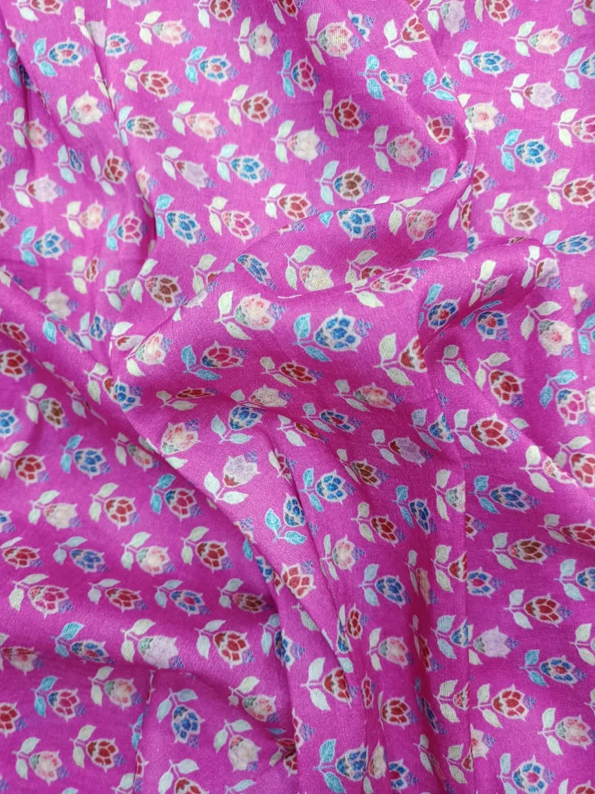 Handloom Pure Silk Soft Chanderi Digital Printed Fabric