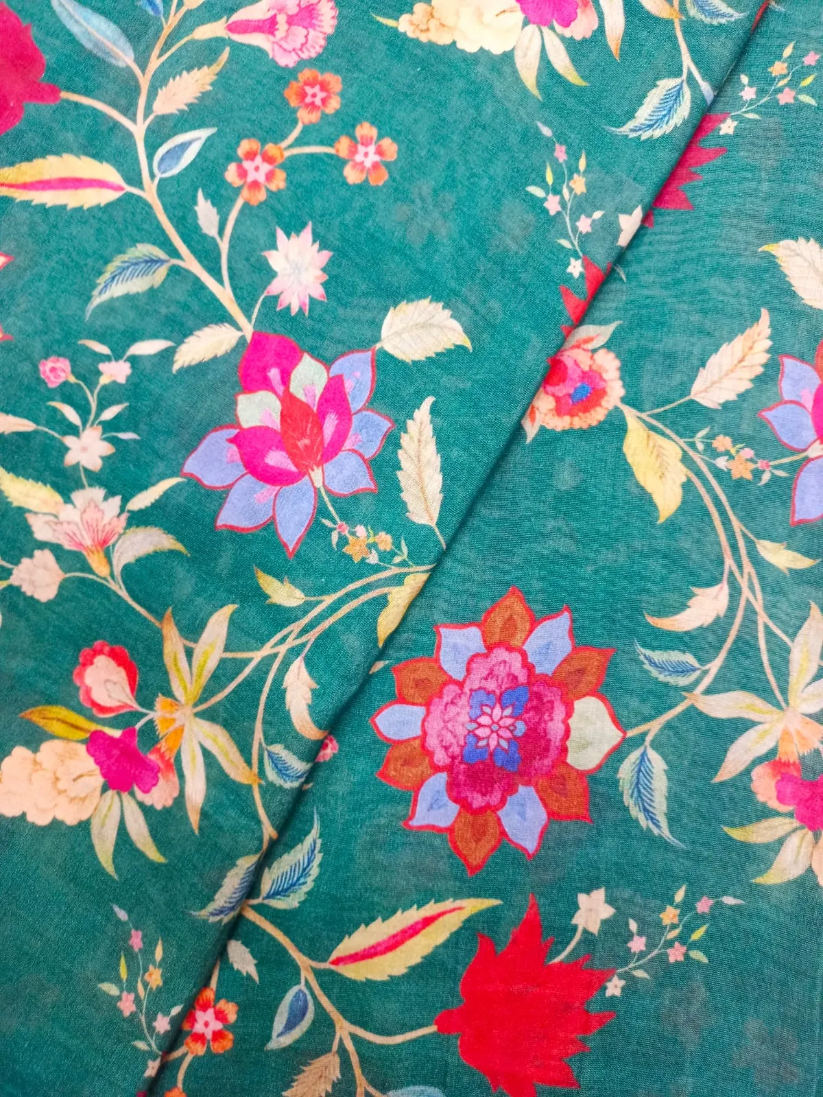 Handloom Pure Silk Soft Chanderi Digital Printed Fabric