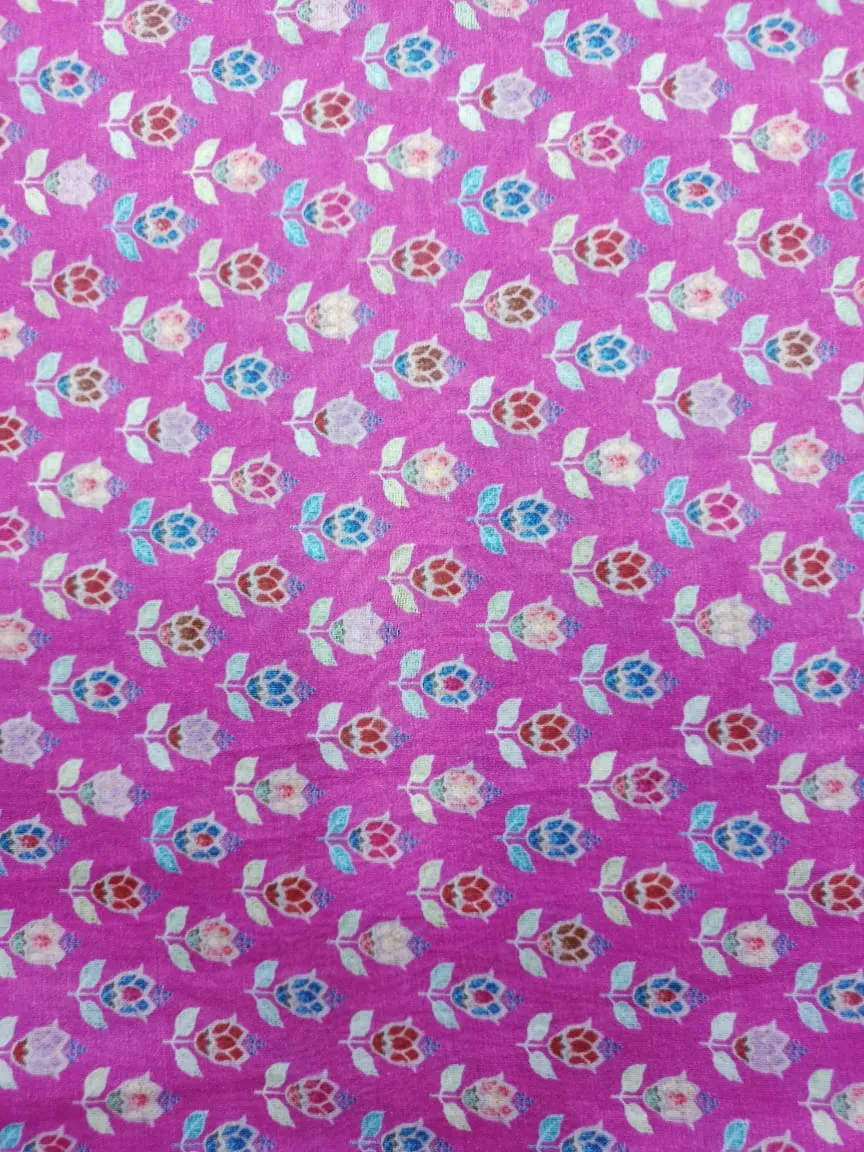Handloom Pure Silk Soft Chanderi Digital Printed Fabric