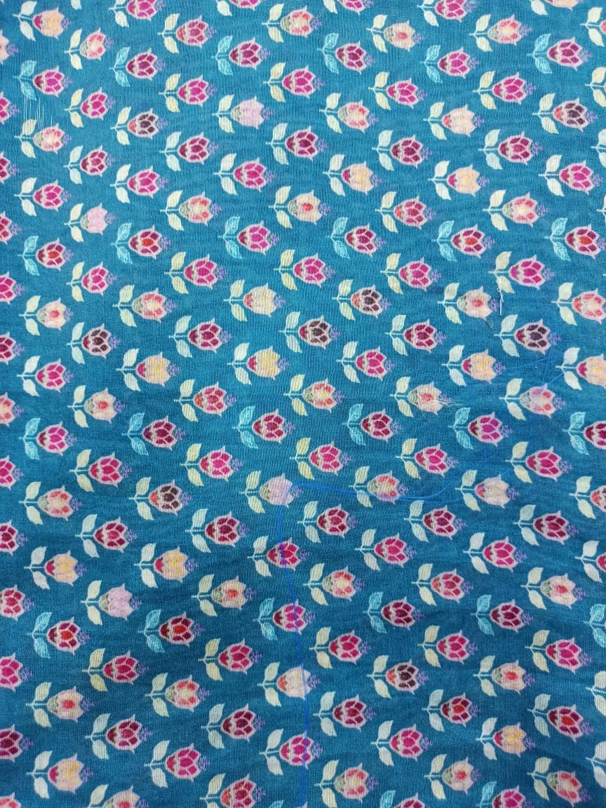 Handloom Pure Silk Soft Chanderi Digital Printed Fabric