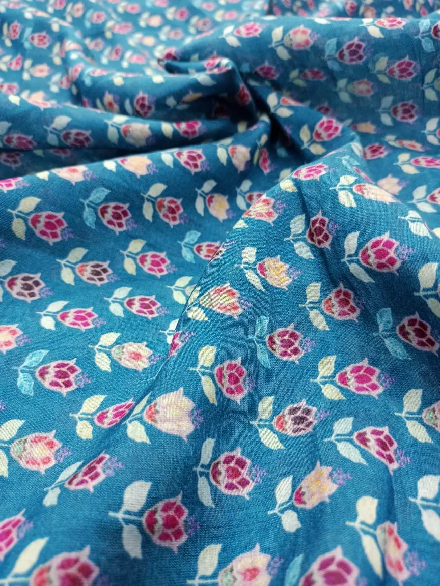 Handloom Pure Silk Soft Chanderi Digital Printed Fabric