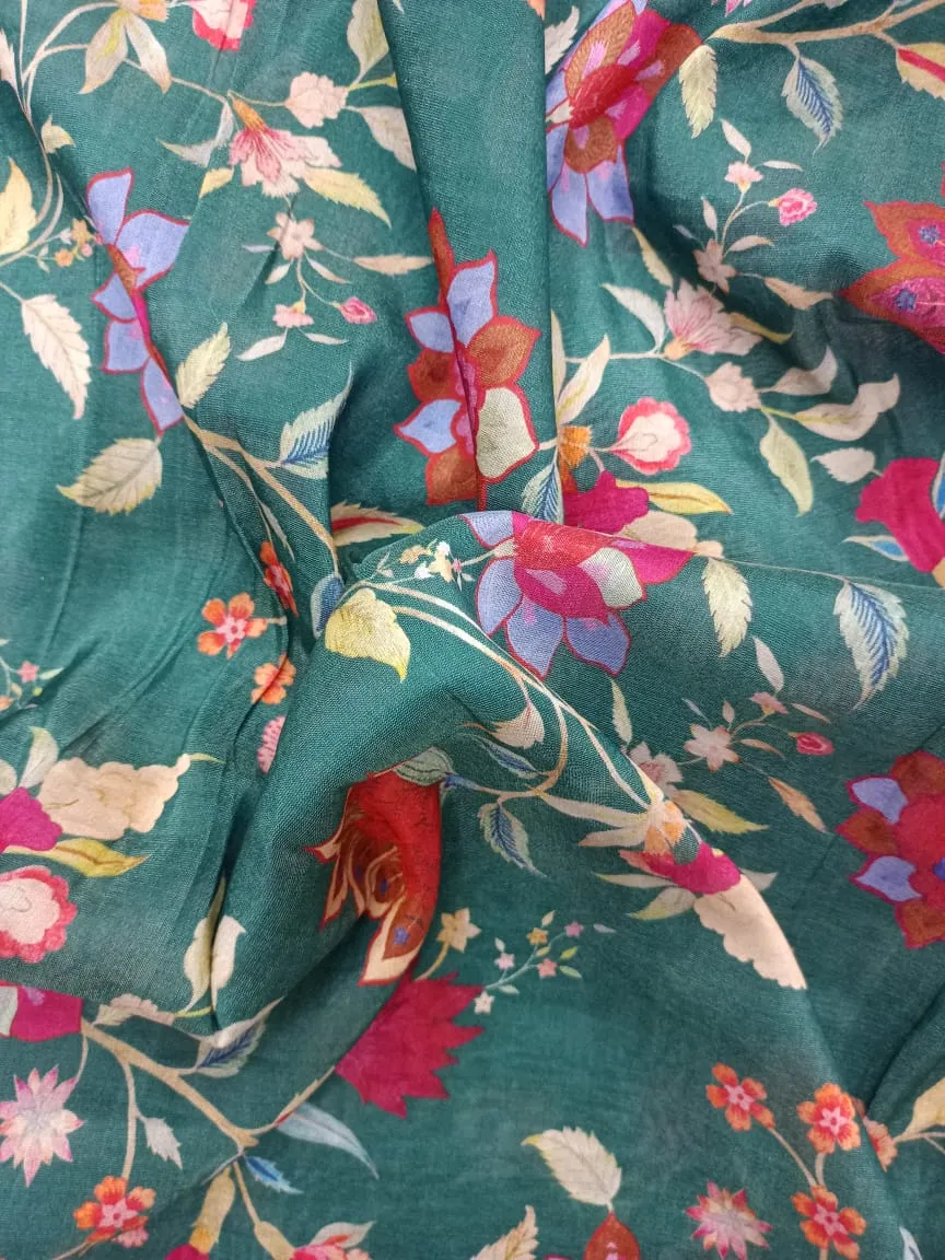 Handloom Pure Silk Soft Chanderi Digital Printed Fabric