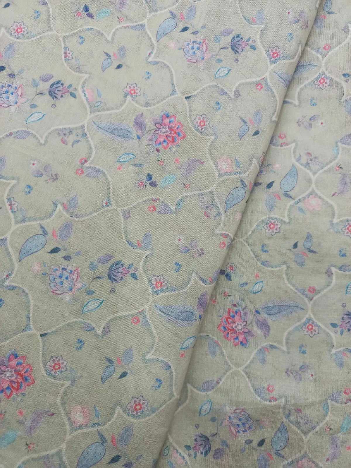 Handloom Pure Silk Soft Chanderi Digital Printed Fabric