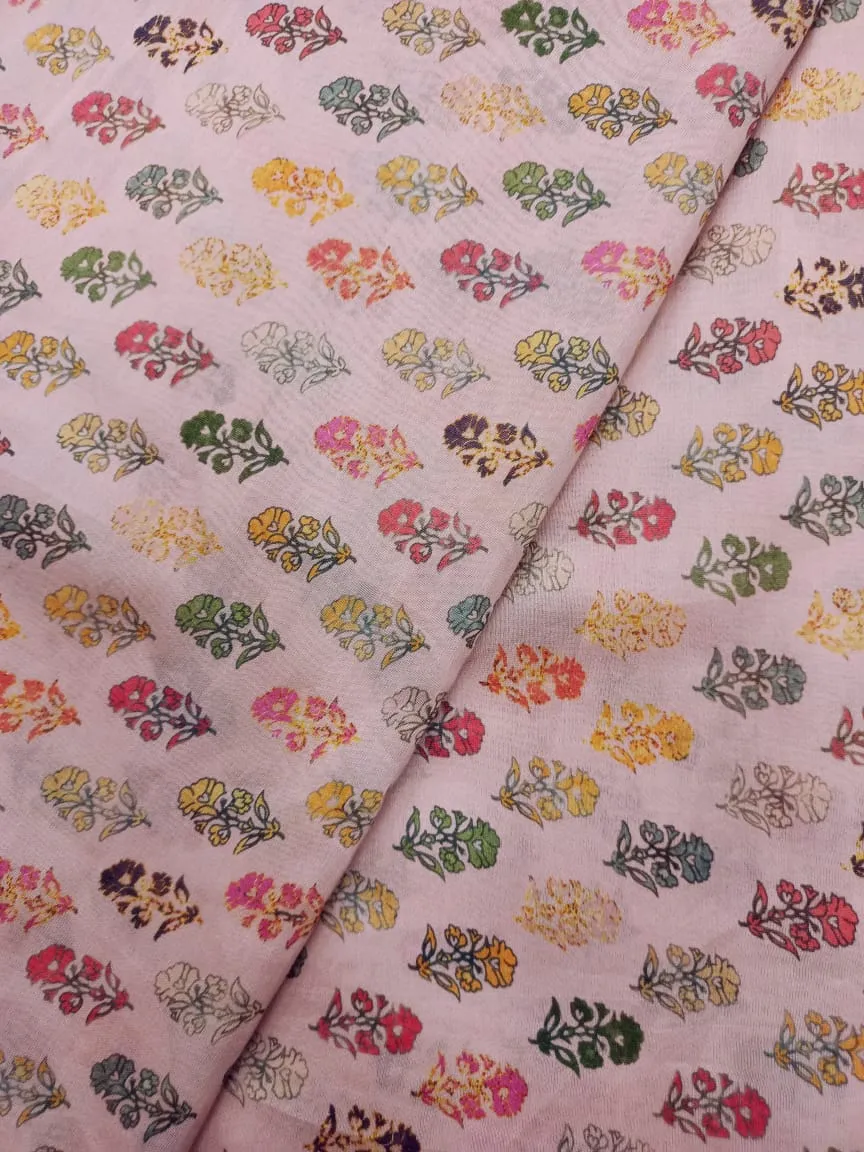 Handloom Pure Silk Soft Chanderi Digital Printed Fabric