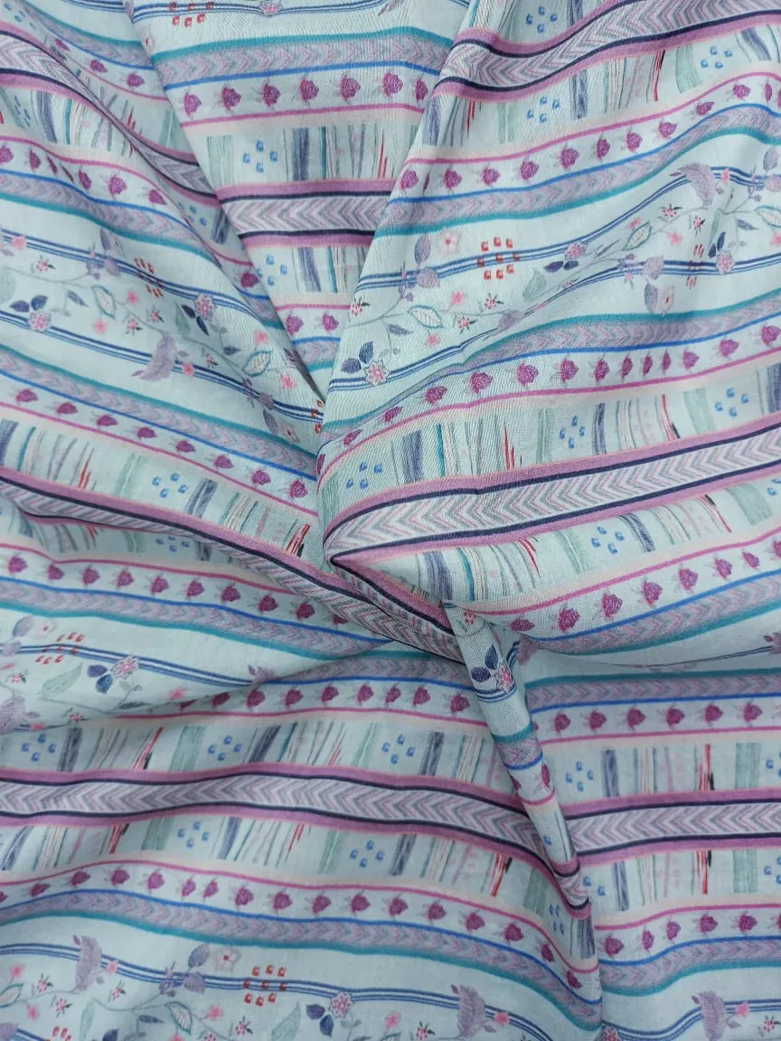 Handloom Pure Silk Soft Chanderi Digital Printed Fabric