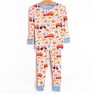 Harvest Haulin Bamboo Pajama Set, Blue